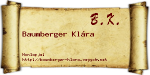 Baumberger Klára névjegykártya